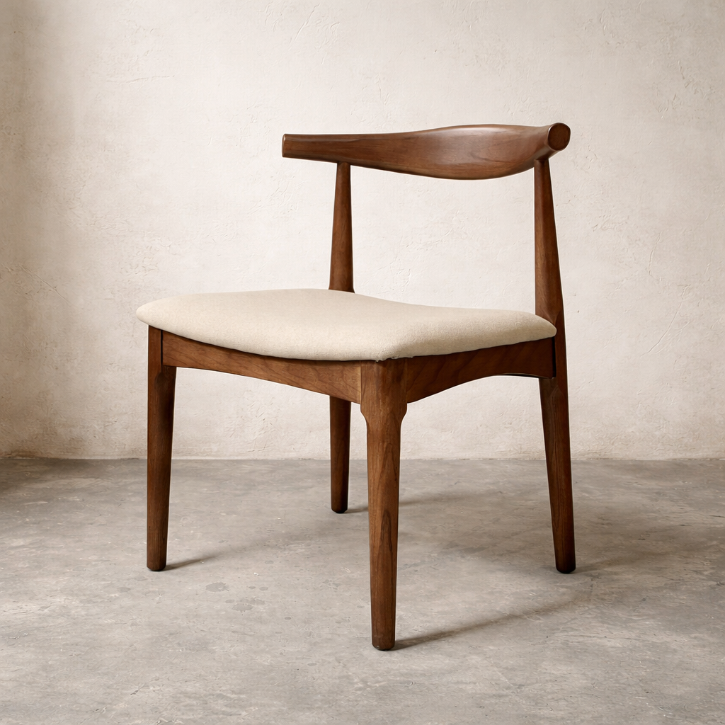 Hartford Dining Chair featuring a solid oak wood frame and soft linen upholstery