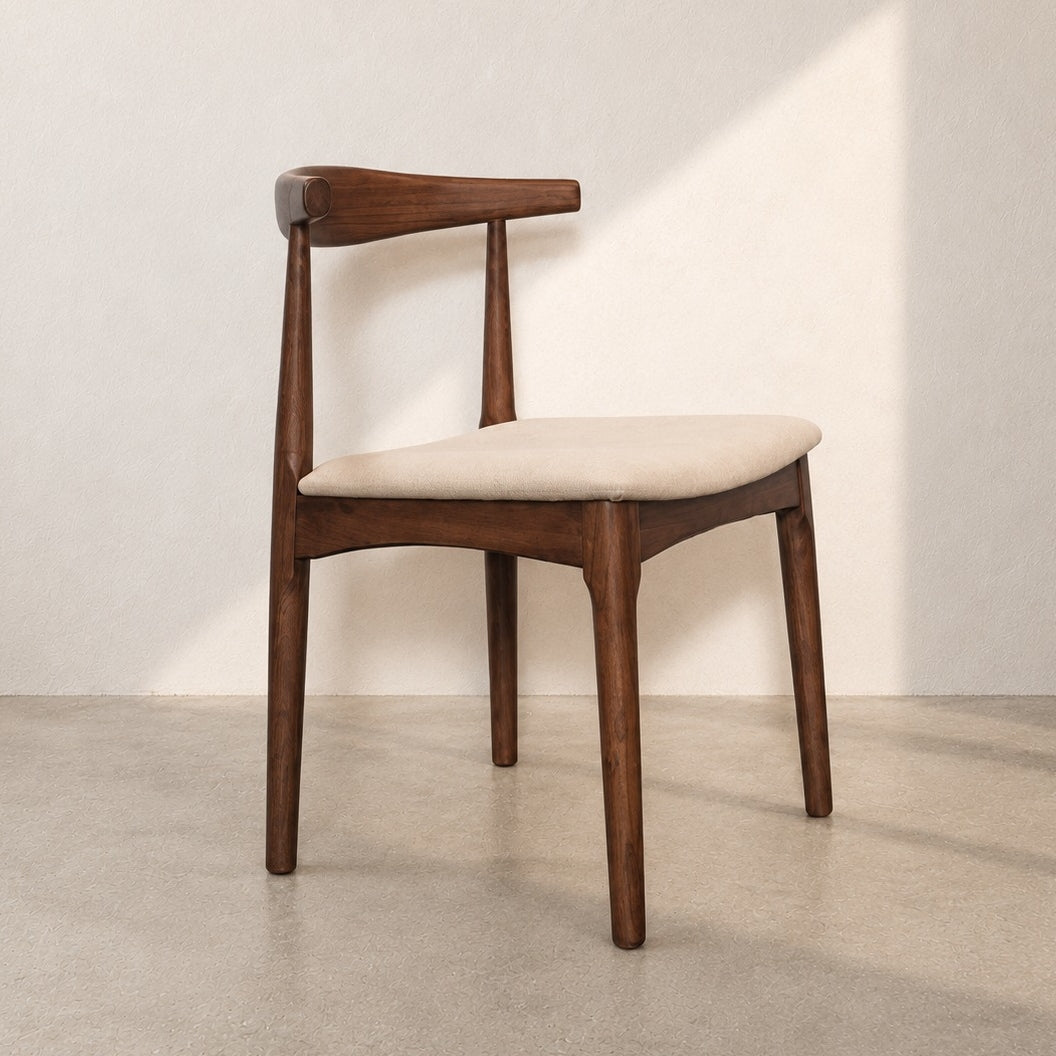 Hartford Linen Wooden Dining Chair, Dark Brown