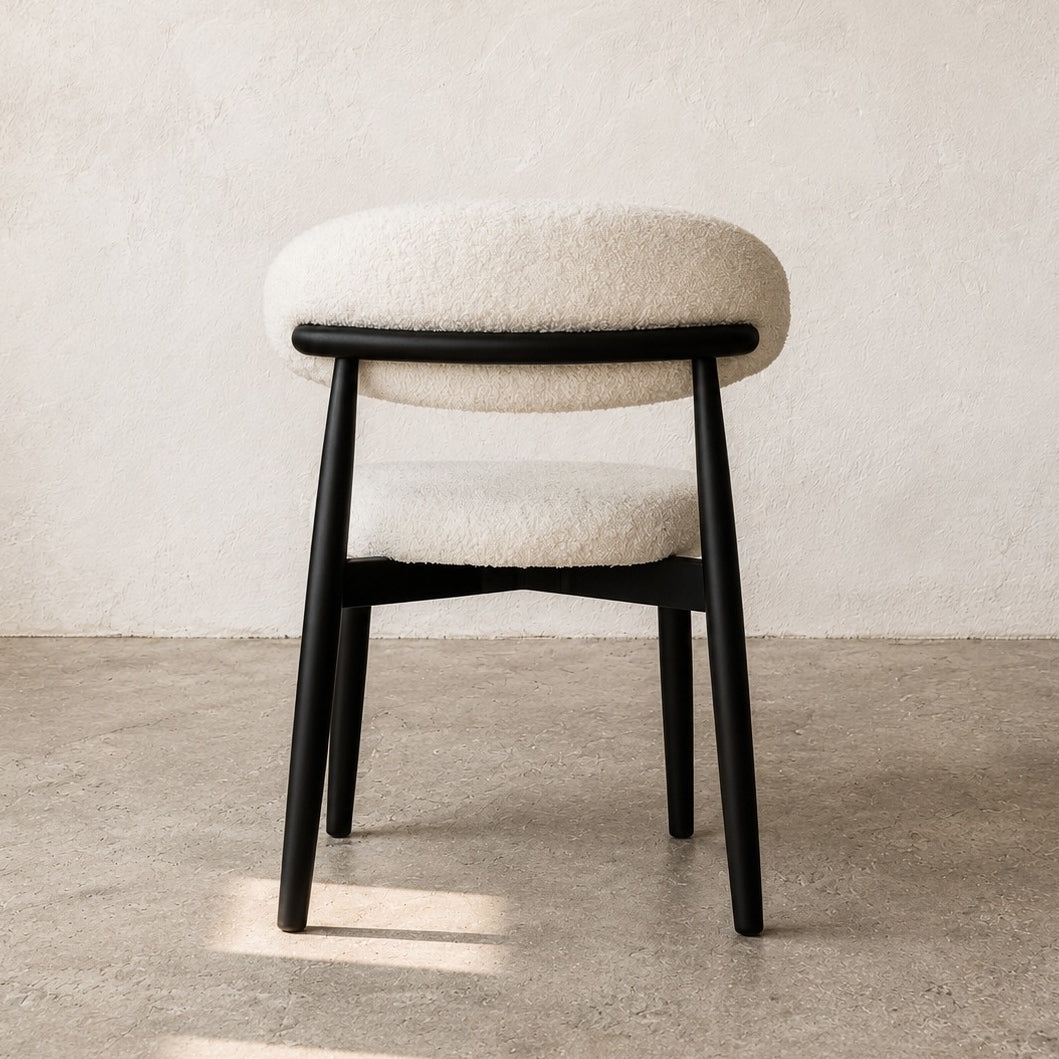 Havana Boucle Dining Chair, Black & White