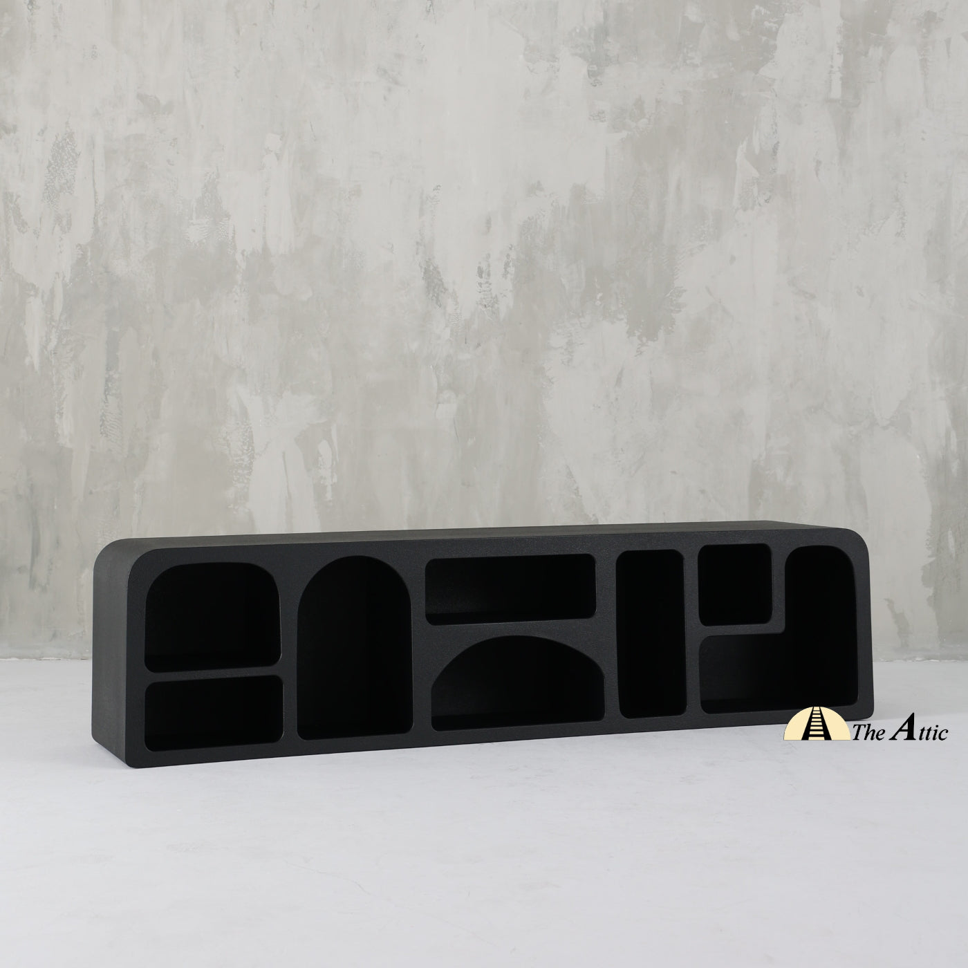 Hawaii Organic Shape Black TV Unit, 200cm - The Attic Dubai