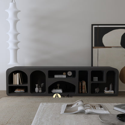 Hawaii Organic Shape Black TV Unit, 200cm - The Attic Dubai