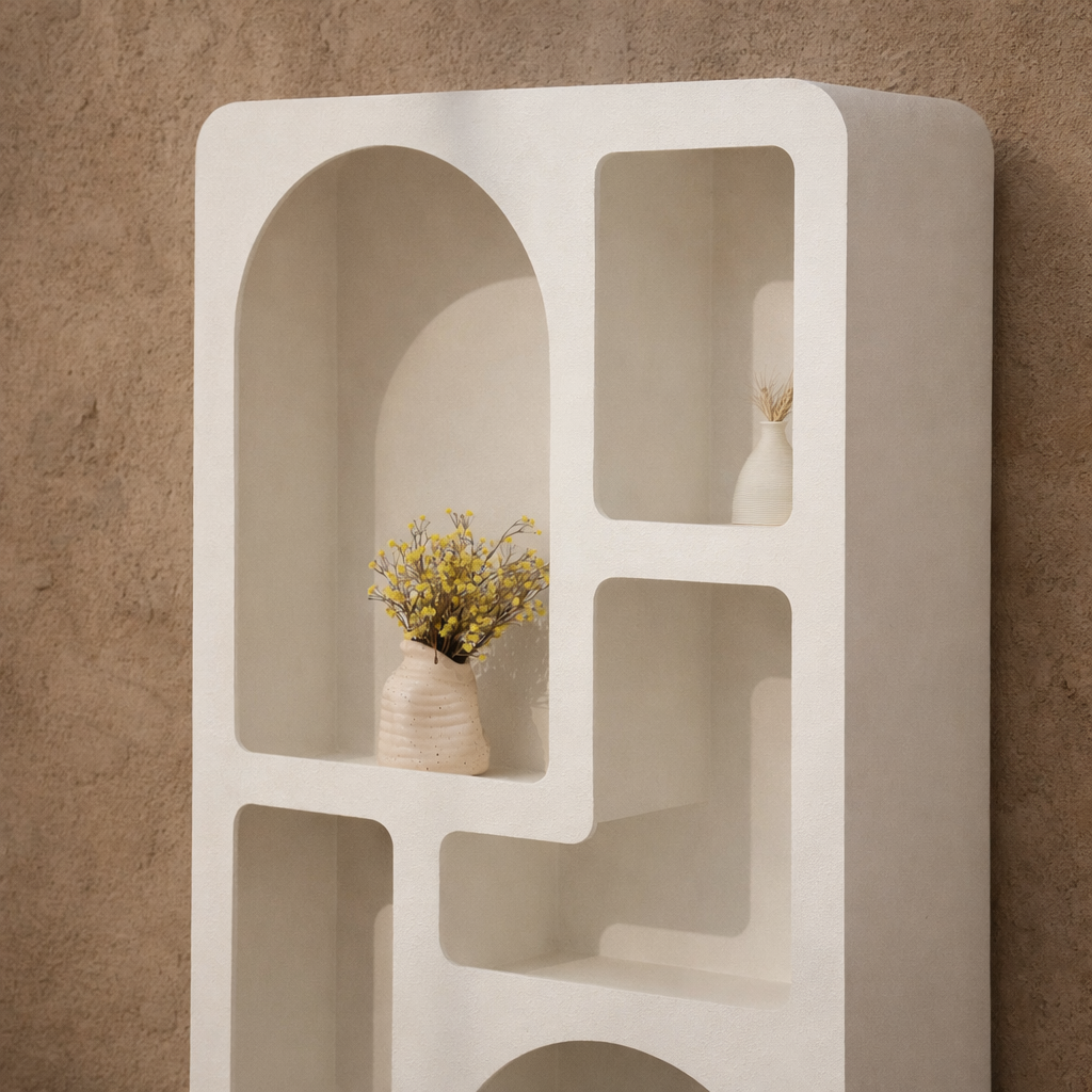 Hawaii White Bookshelf, Organic Design, White Furniture - The Attic Dubai