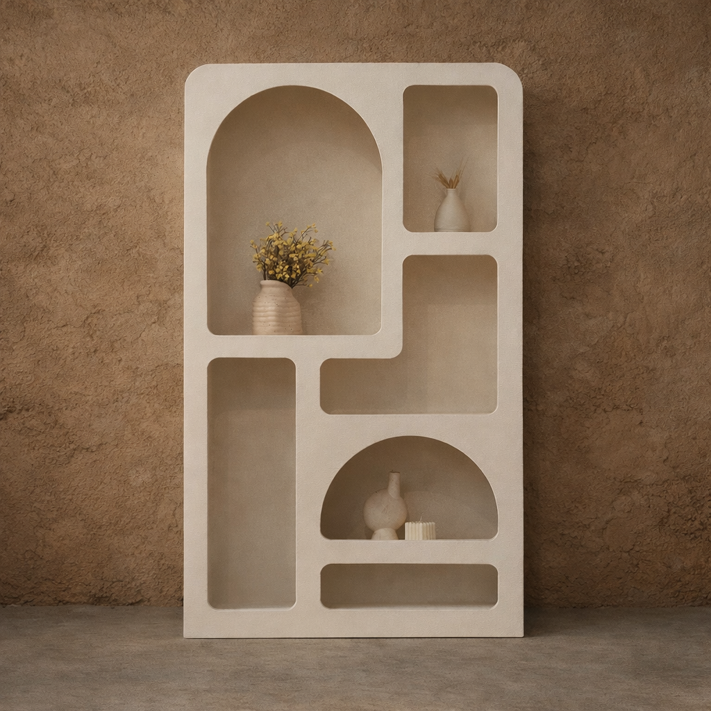 Hawaii White Bookshelf, Organic Design, White Furniture - The Attic Dubai