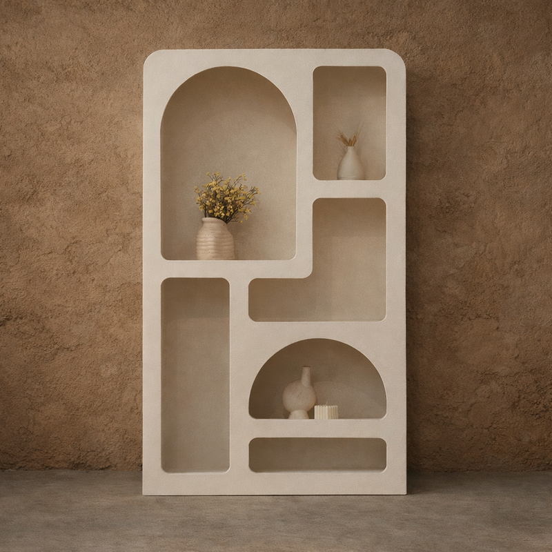 Hawaii White Bookshelf, Organic Design, White Furniture - The Attic Dubai