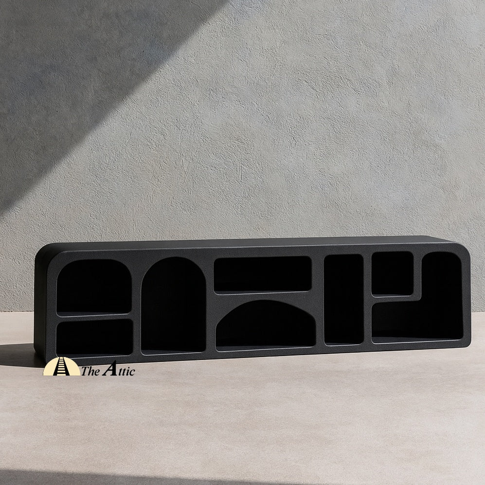 Hawaii Organic Shape Black TV Unit, 200cm - The Attic Dubai
