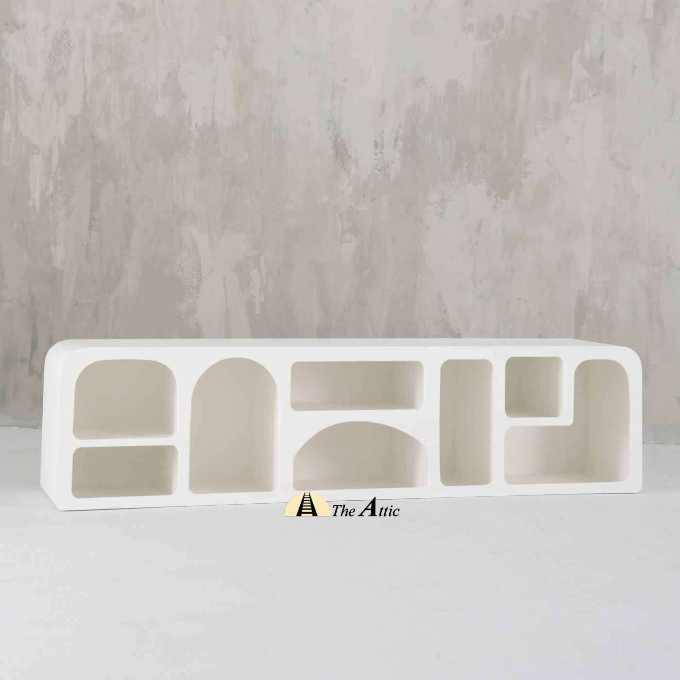 Hawaii Organic Shape White TV Unit, 200cm - The Attic Dubai
