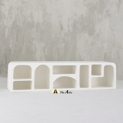 Hawaii Organic Shape White TV Unit, 200cm - The Attic Dubai