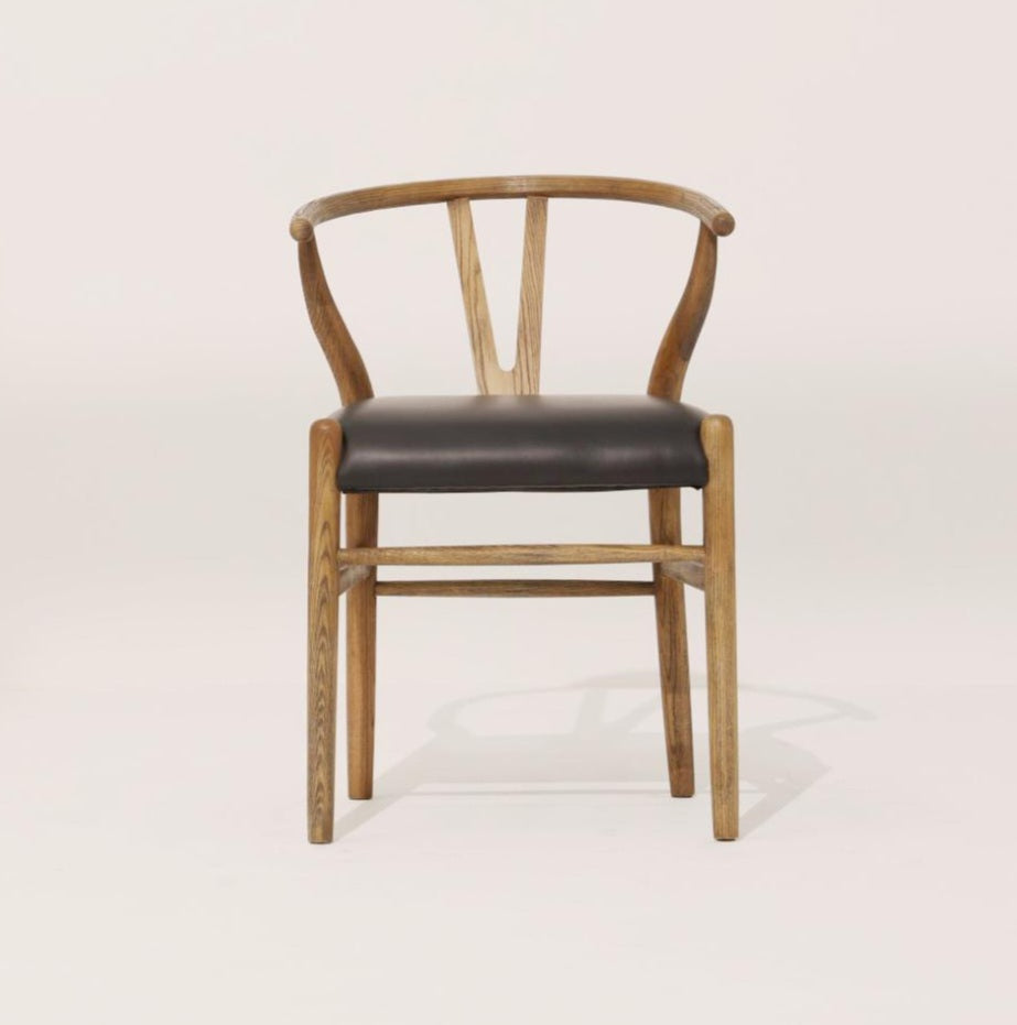 Wishbone Chair, Dark Oak with Black Seat - The Attic Dubai