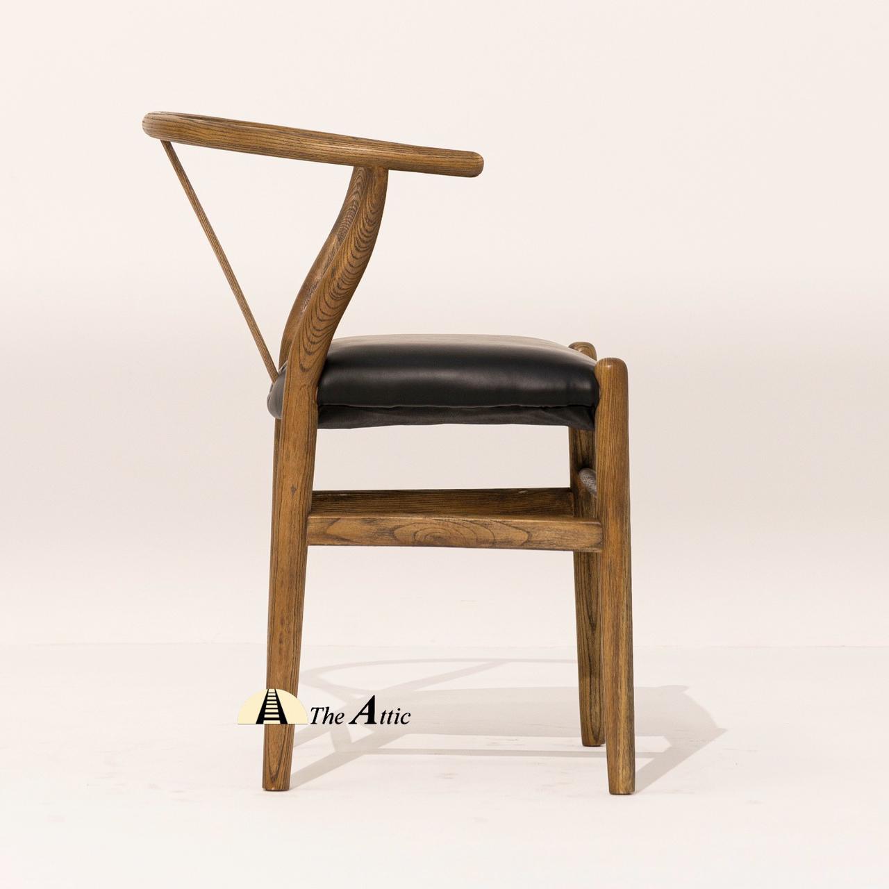 Wishbone Chair, Dark Oak with Black Seat - The Attic Dubai