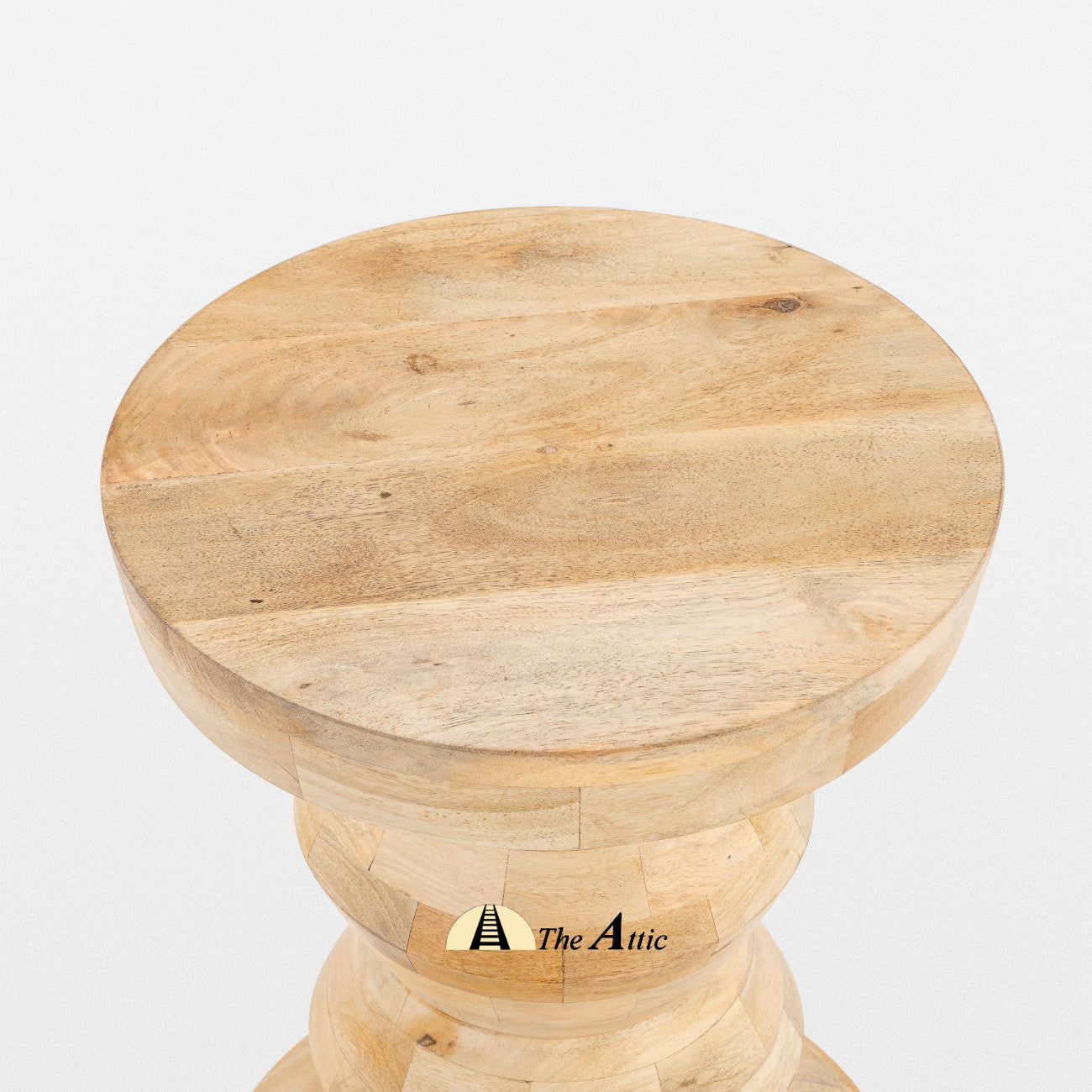 Ibis Solid Wood Drum-shape Side Table - The Attic Dubai