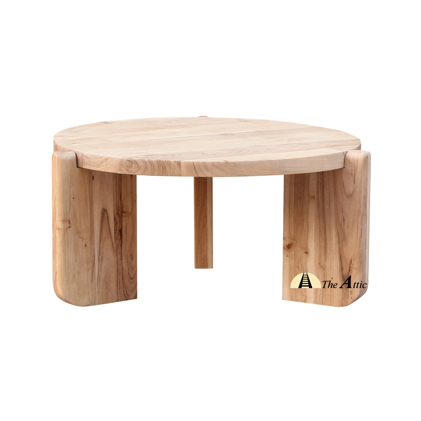 Kota Modern Solid Wood Lodge Round Edge Coffee Table, Centre Table - The Attic Dubai