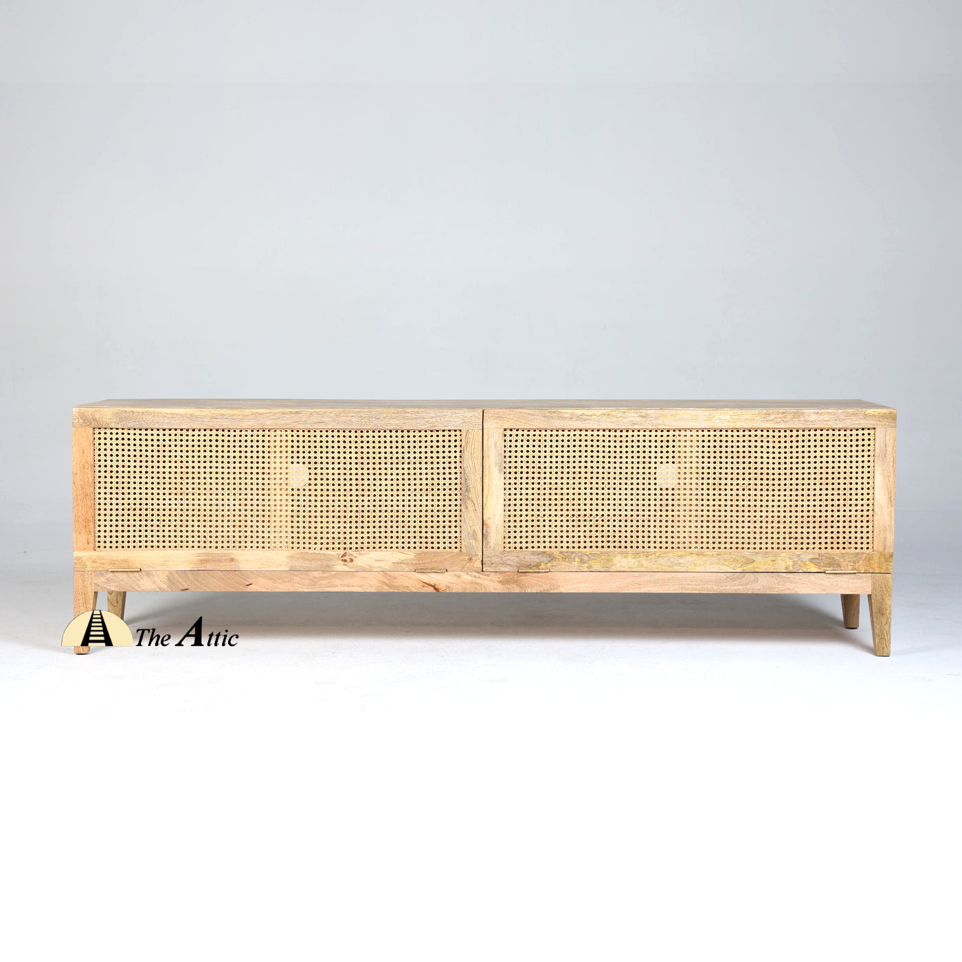 Kota Mango Wood and Rattan TV Cabinet, Natural Wicker Furniture - The Attic Dubai