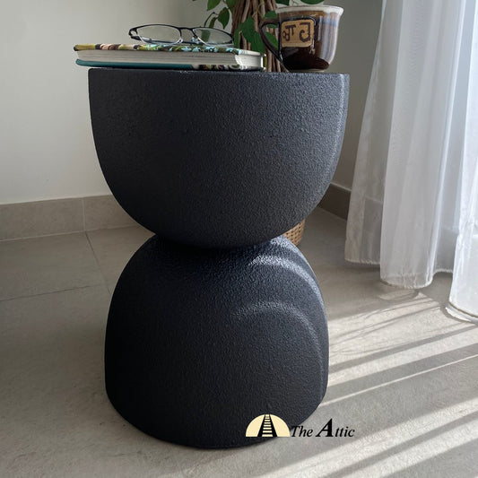 Kutch Drum Side Table, Black - The Attic Dubai