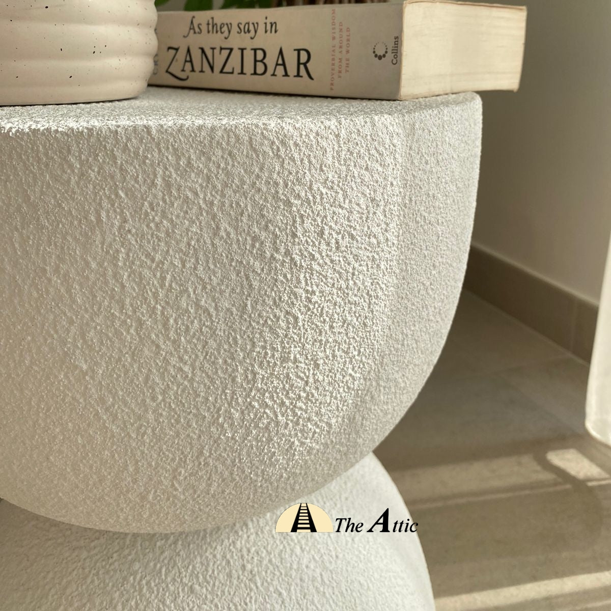 Kutch Drum Side Table, Pure White - The Attic Dubai