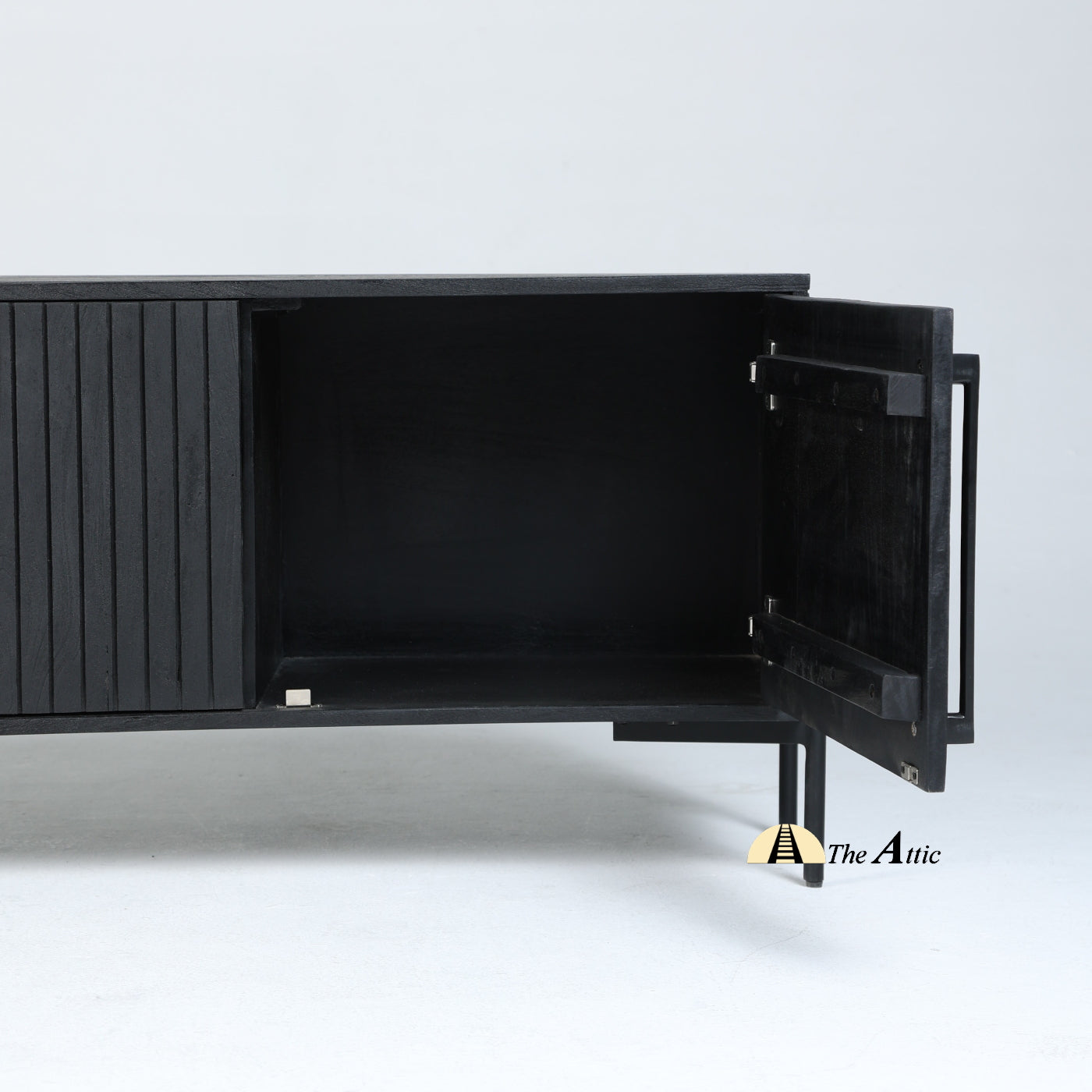 Lahti Black Rustic Wood Slatted Door TV Stand, Media Unit, Entertainment Console - The Attic Dubai