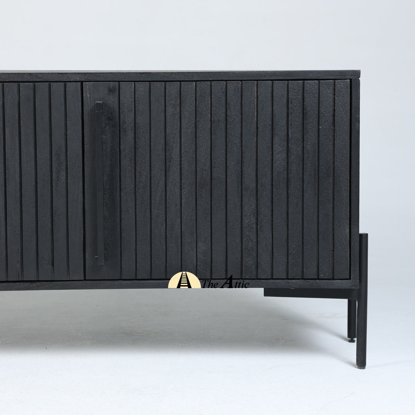 Lahti Black Rustic Wood Slatted Door TV Stand, Media Unit, Entertainment Console - The Attic Dubai