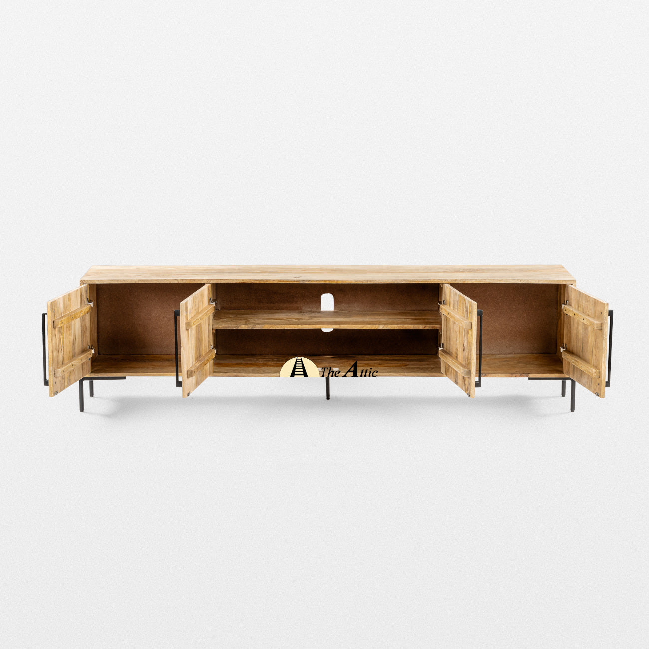 Lahti Rustic Wood Slatted Door TV Stand, Media Unit, Entertainment Console - The Attic Dubai