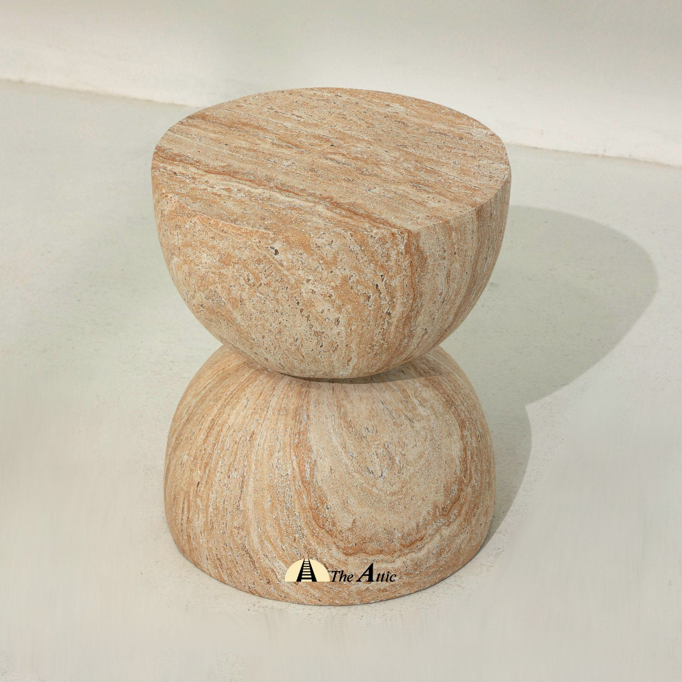 Madison Stone Finish Drum Side Table - The Attic Dubai