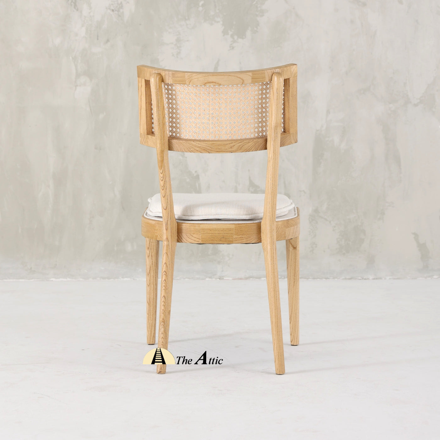 Malaga Dining Chair with Natural Rattan Back and Fabric Seat - TheAtticDubai.com