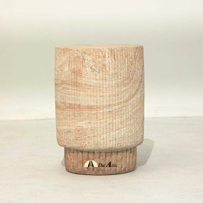 Milan Fluted Stone Finish Side Table - The Attic Dubai