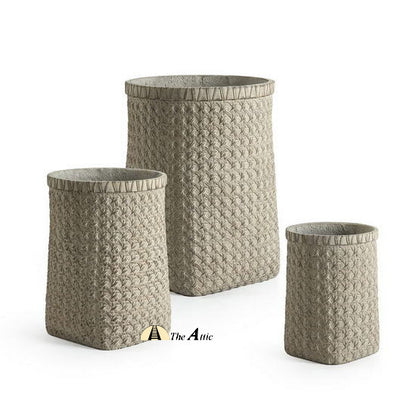 Milos Indoor/Outdoor Planter Pots, Weathered White, Outdoor Flower Pot - The Attic Dubai