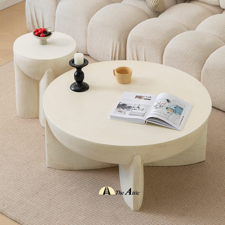 Naga Round Coffee Table, White Center Table - The Attic Dubai