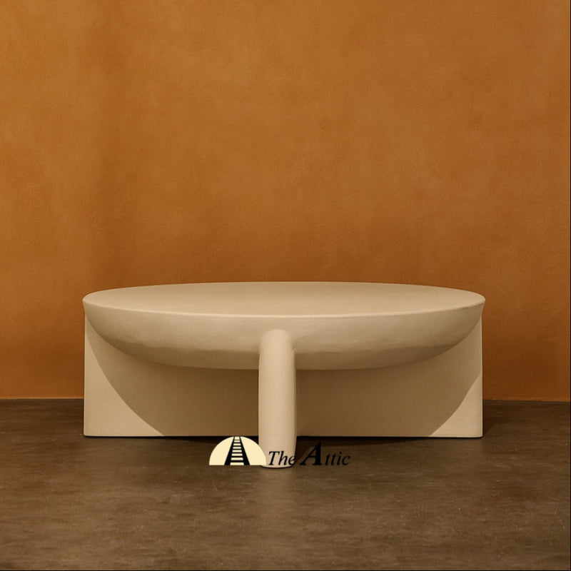Naga Concrete Finish Round White Coffee Table - www.theatticdubai.com