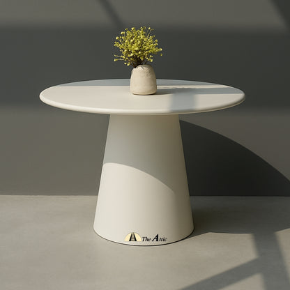 Naga Round Dining Table, White with micro plaster finish - The Attic Dubai