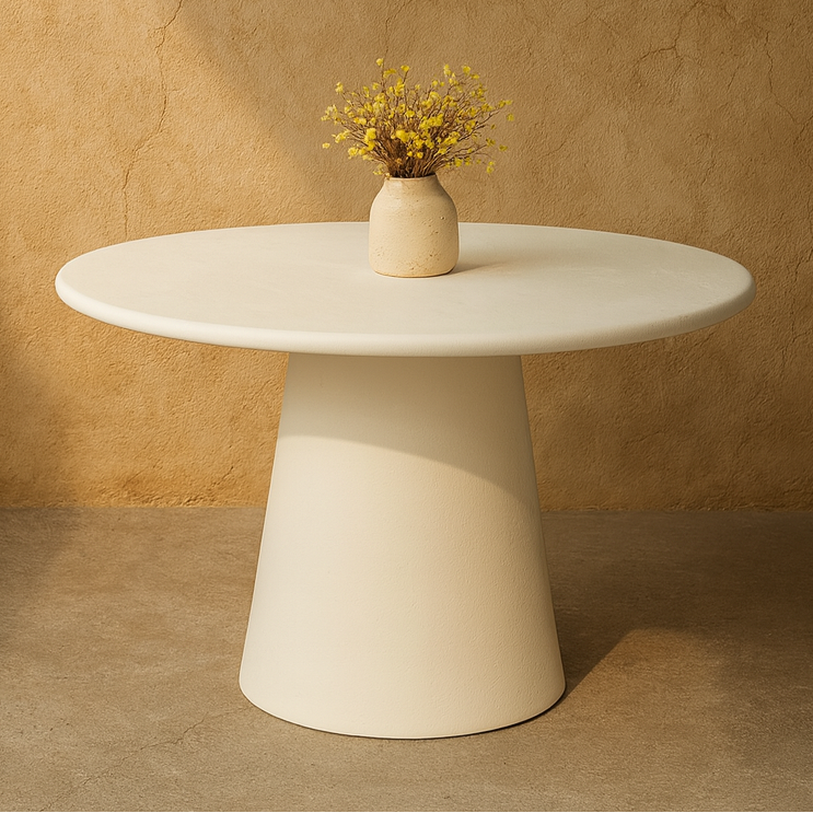 Naga Round Dining Table, White - The Attic Dubai