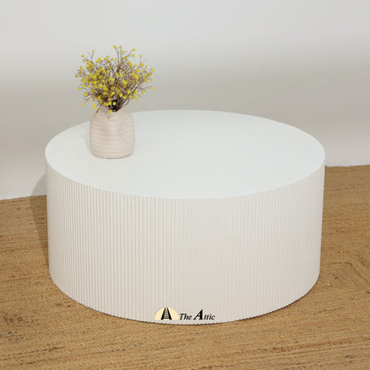 Nara Round White Coffee Table, Center Table, White Furniture - The Attic Dubai