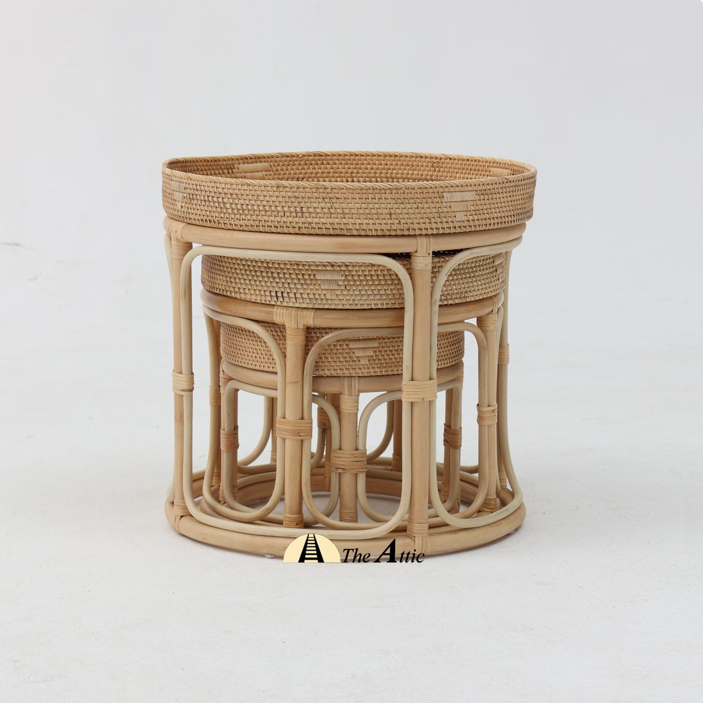 Lucia Rattan Nesting Side Tables (set of 3), Rattan Furniture, Wicker - The Attic Dubai