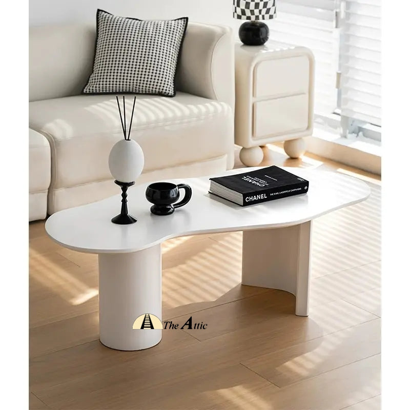 Oslo Abstract Shape White Coffee Table - The Attic Dubai