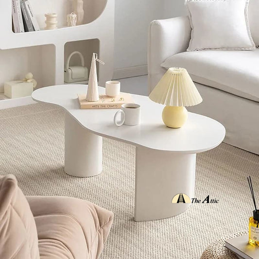 Oslo Abstract Shape White Coffee Table - The Attic Dubai