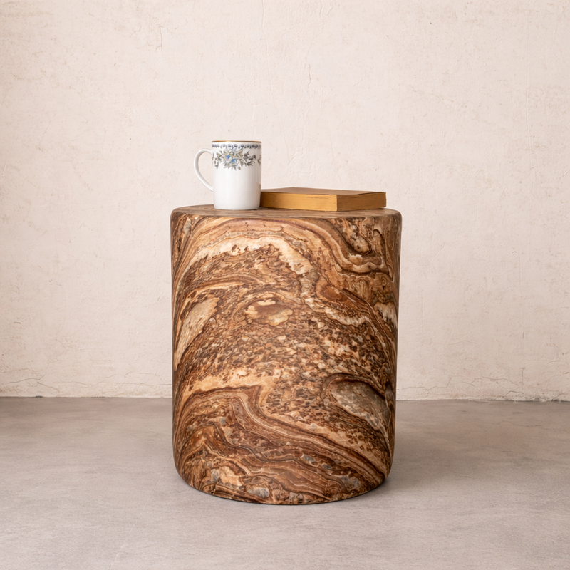 Palermo Side Table, Brown Marble Finish