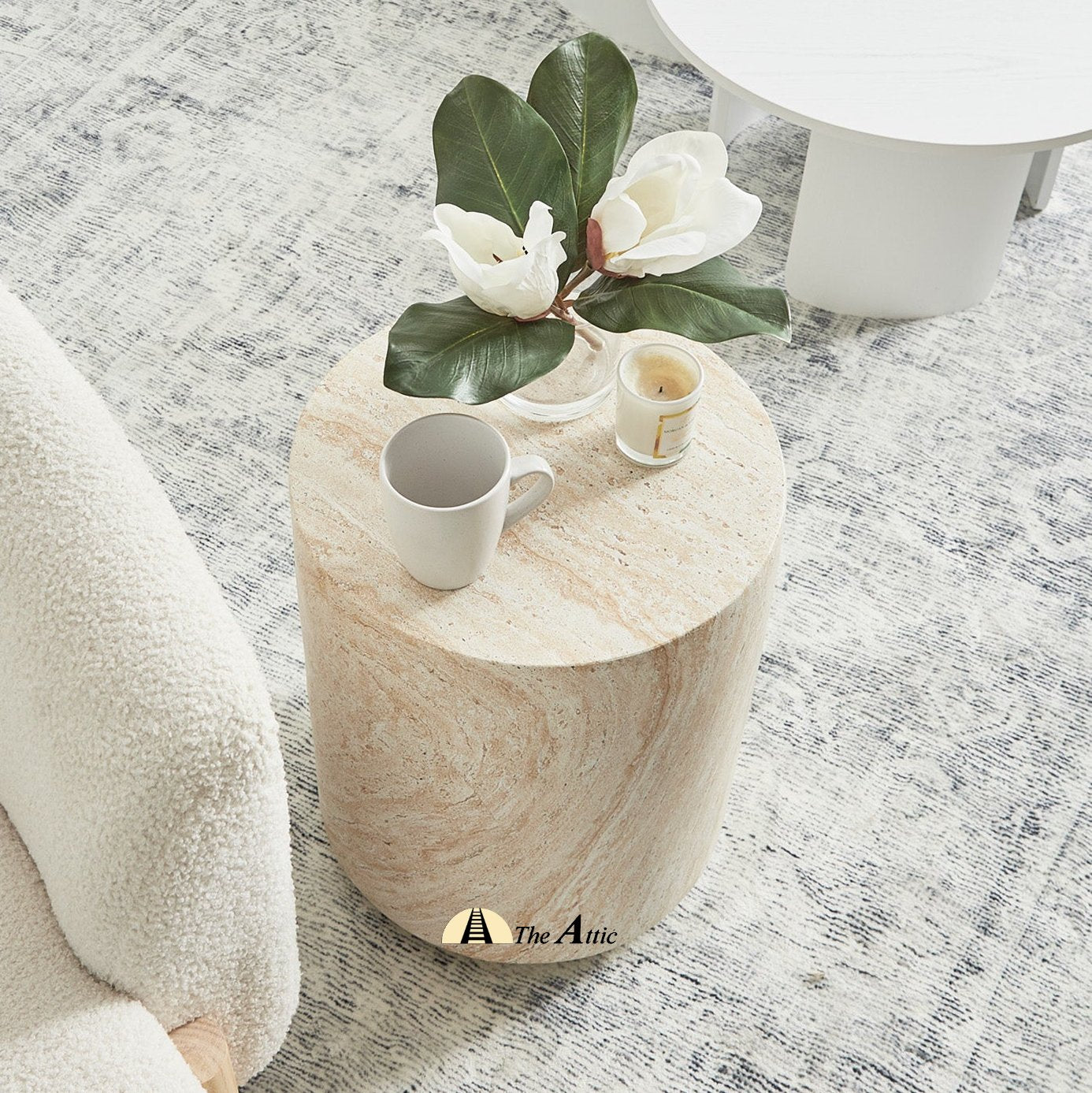 Palermo Stone Finish Side Table - The Attic Dubai