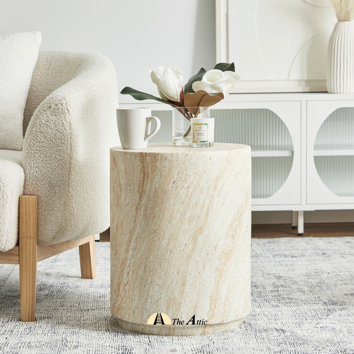 Palermo Stone Finish Side Table - The Attic Dubai