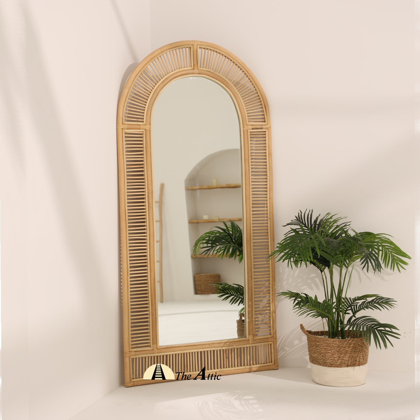 Paris Rattan Arch Leaning Mirror - TheAtticDubai.com