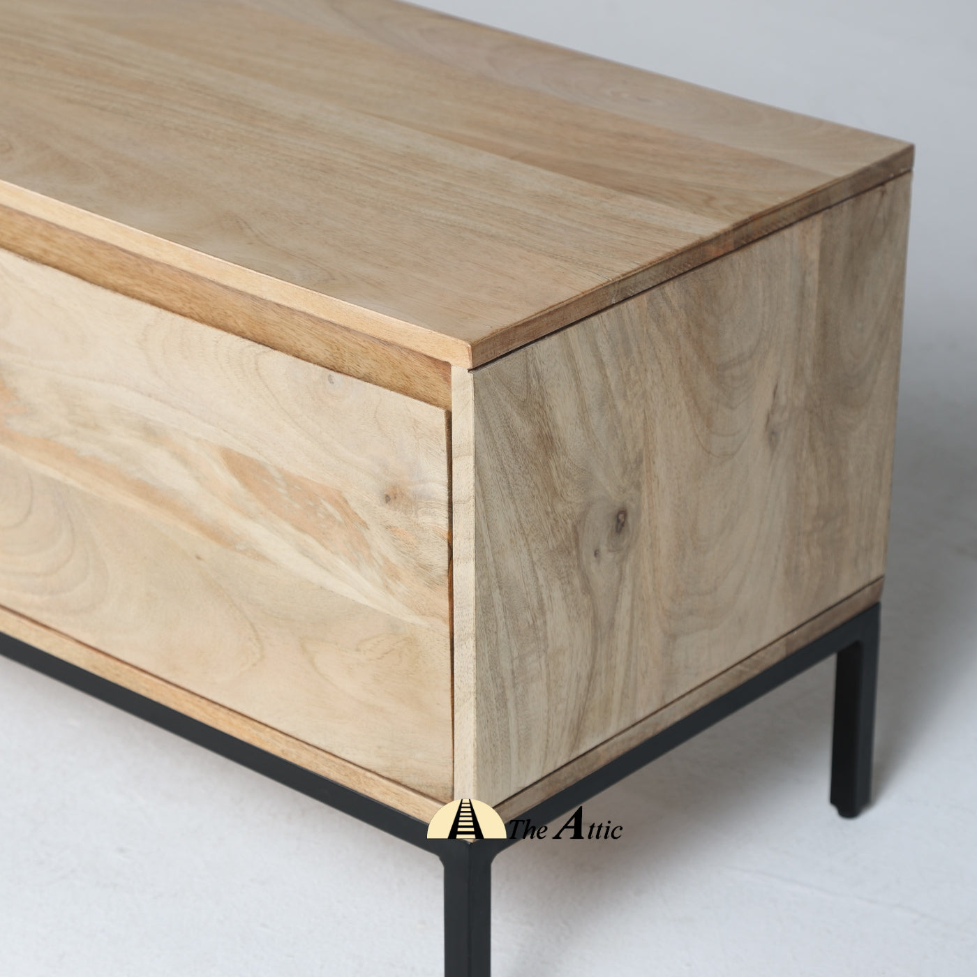 Parma Modern Minimalist 3-Door TV Unit, Wooden TV Console, Mango Wood media table - The Attic Dubai