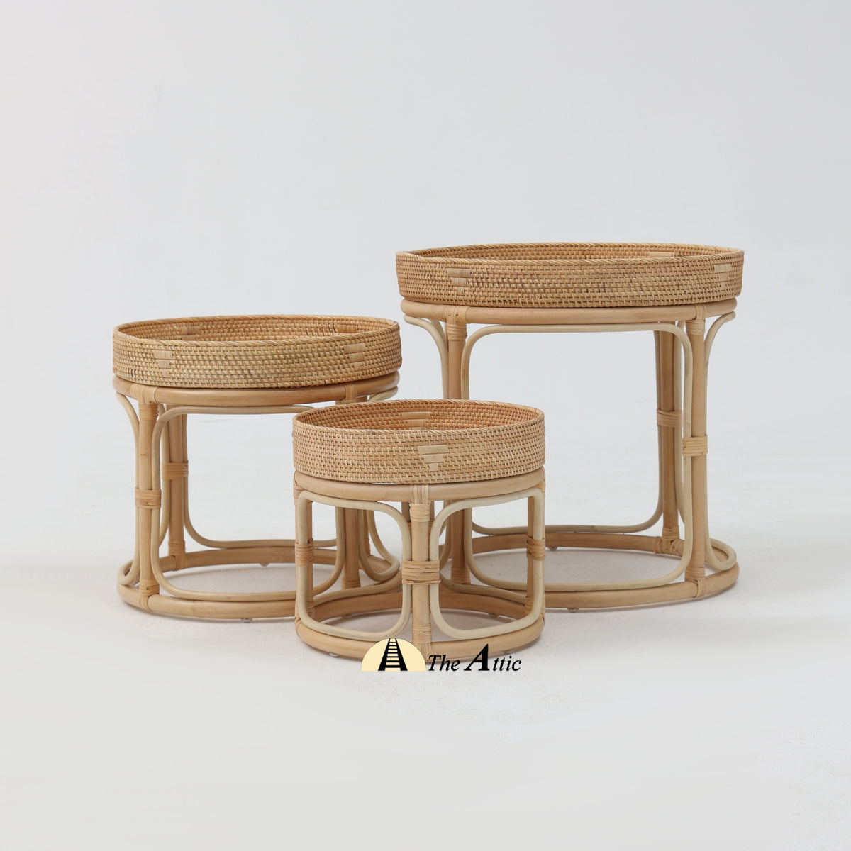 Small Rectangular Rattan Nesting Table Lucia Rattan Nesting Side Tables (set of 3), Rattan Furniture, Wicker ...