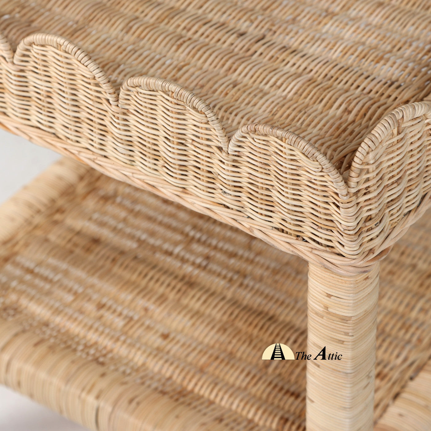 Scallop Tray Rattan 2-Tier Square Side Table, Rattan Furniture - The Attic Dubai