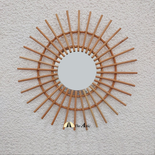 Sun Rattan Round Wall Mirror - TheAttic-Dubai.com