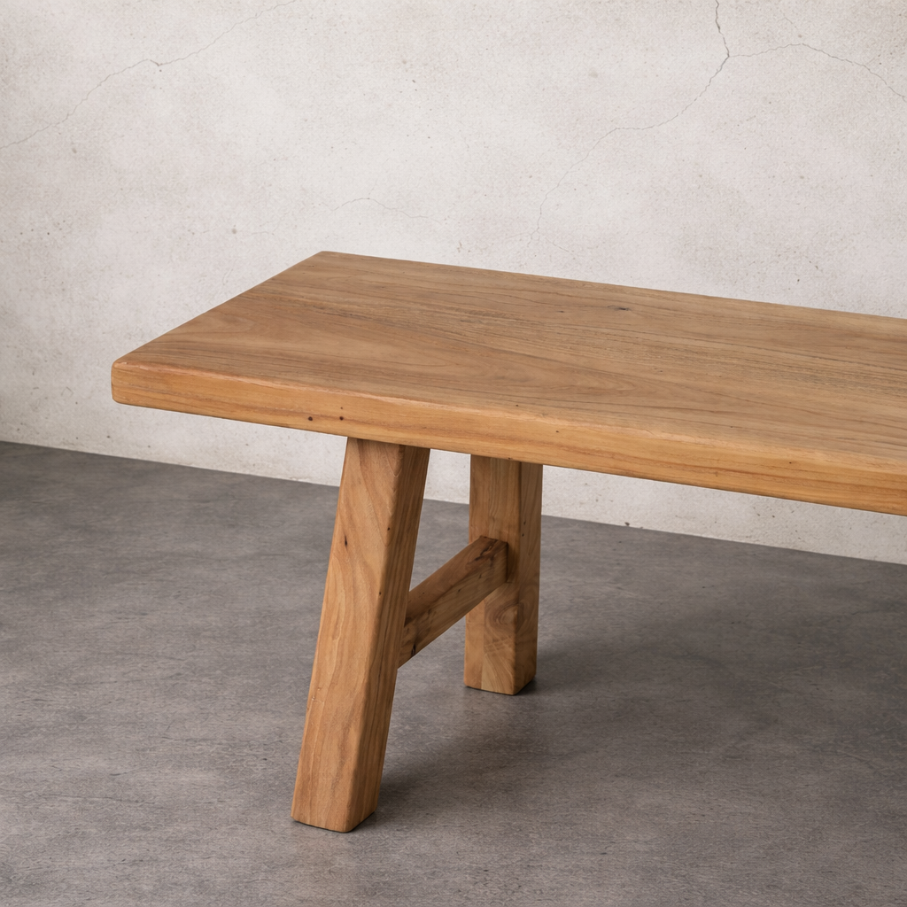 Old Pine Smooth Wooden Dining Bench, 200 cm - The Attic Dubai