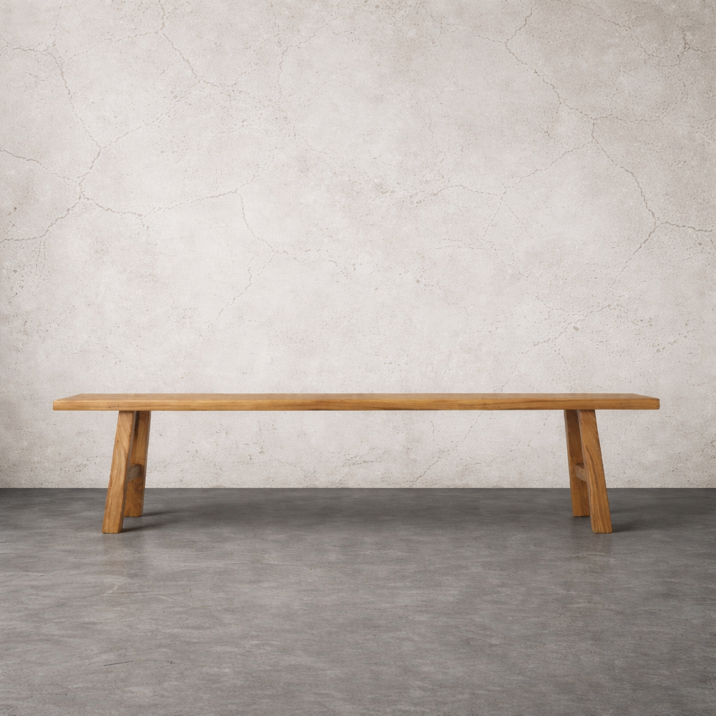 Old Pine Smooth Wooden Dining Bench, 200 cm - The Attic Dubai