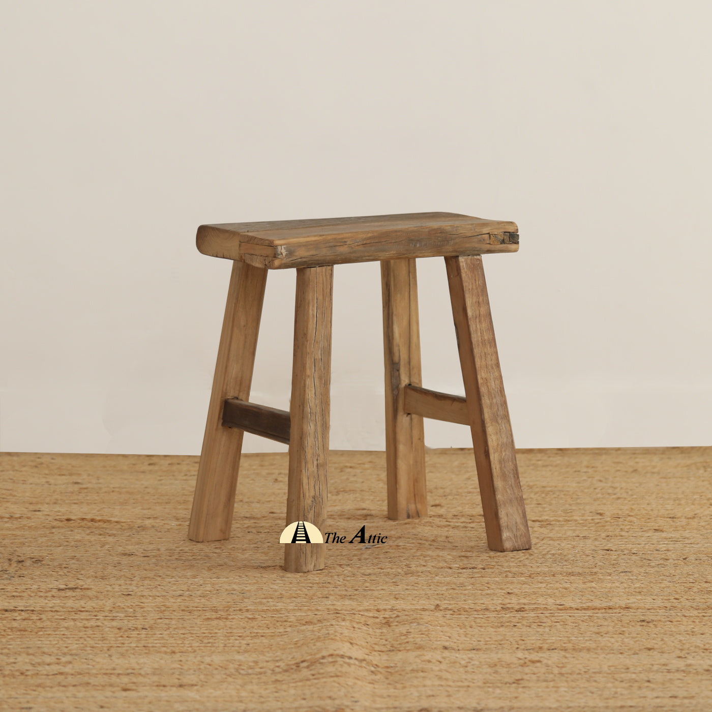 Rustic Reclaimed Wood Rectangle Stool
