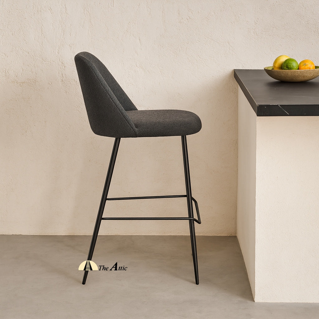 Salzburg Black Fabric Bar Counter Stool - The Attic Dubai