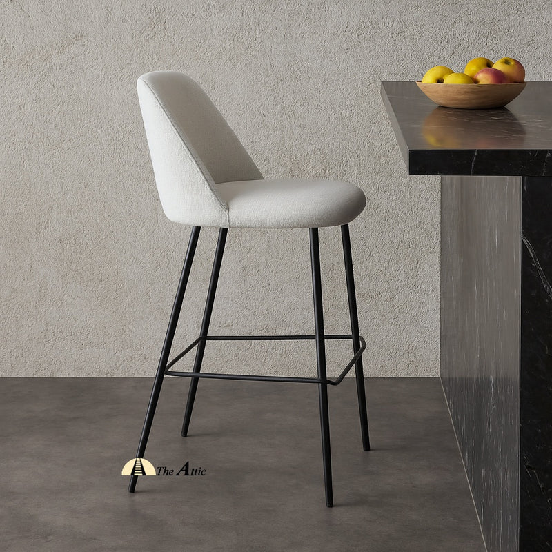 Salzburg White Fabric Bar Counter Stool - The Attic Dubai