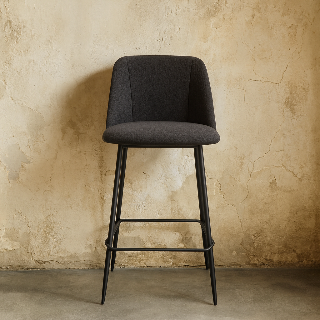 Salzburg Black Fabric Bar Counter Stool - The Attic Dubai