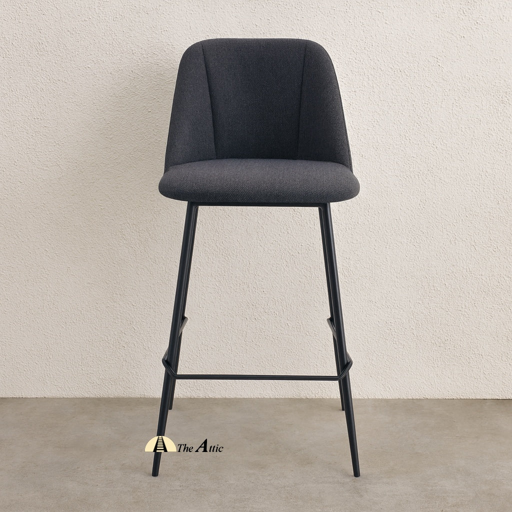 Salzburg Black Fabric Bar Counter Stool - The Attic Dubai