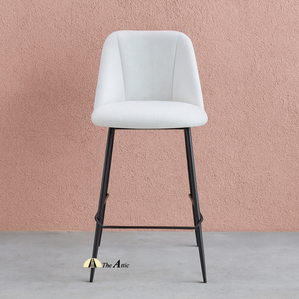 Salzburg White Fabric Bar Counter Stool - The Attic Dubai