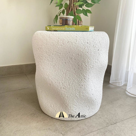 Santorini Organic Side Table, Pure White - The Attic Dubai